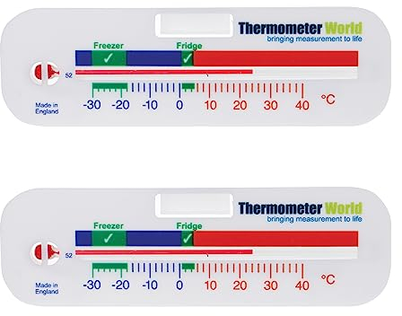 Kühlschrankthermometer Analog und Gefrierschrank Thermometer - Ideale Temperaturanzeige für Kühlschränke – Kühlschrank-Gefrierschrank-Thermometer Analog im Doppelpack