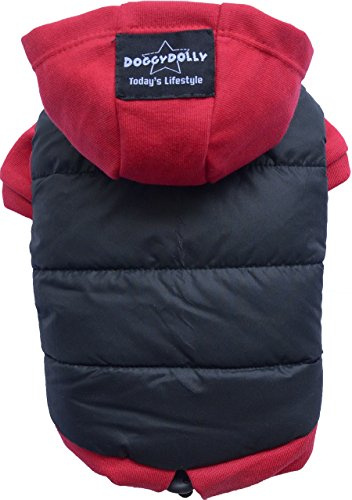 Doggy Dolly FP-W110-L Mops & Französische Bulldogge Hundemantel & Hundepullover, schwarz-rot, L