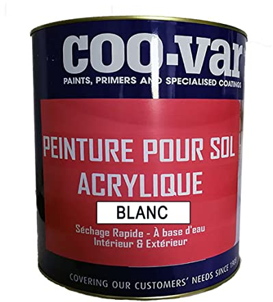CooVar Acrylic Paint for Interior and Exterior Wood and Concrete Floors, White, 1L