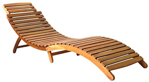 vidaXL Akazienholz Massiv Sonnenliege Klappbar Gartenliege Liegestuhl Holzliege Liege Gartenmöbel Saunaliege Relaxliege Strandliege Braun