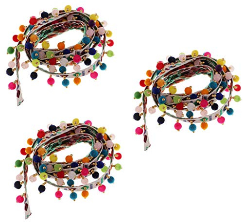 B Baosity 3 Stück X 0,91 M Pom Pom Borten Mini Pom Pom Binden Pompon Binden Pompon Band Jacquard