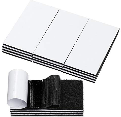 BRAVESHINE 12 Stück Klettband Selbstklebend Extra Stark, Doppelseitig Klebende mit Klettverschluss, Selbstklebendes Klebepad Flauschband und Hakenband (50x100mm)