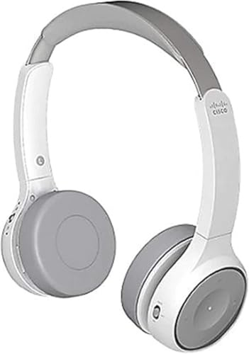Cisco Headset 730, Wireless Dual On-Ear Bluetooth Headset with Case, USB-A HD Bluetooth Adapter, USB-A 3.5 mm Cables, Charging Stand, Platinum, 1-Year Limited Liability Warranty (HS-WL-730-BUNAS-P)