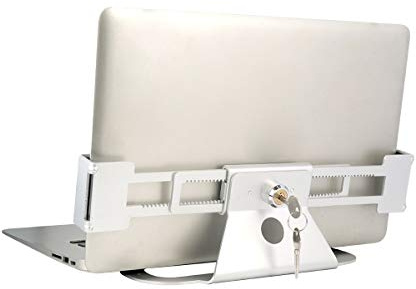 Full Metal Laptop Security Lock – Adjustable Laptop Locking Station for MacBook & Surface (12-18”), Laptop Desk Mount with 2 Keys