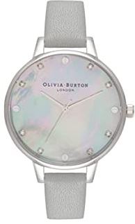 Olivia Burton Analog Quarzuhr für Damen Kollektion Classics mit Graues Lederarmband - OB16SE16