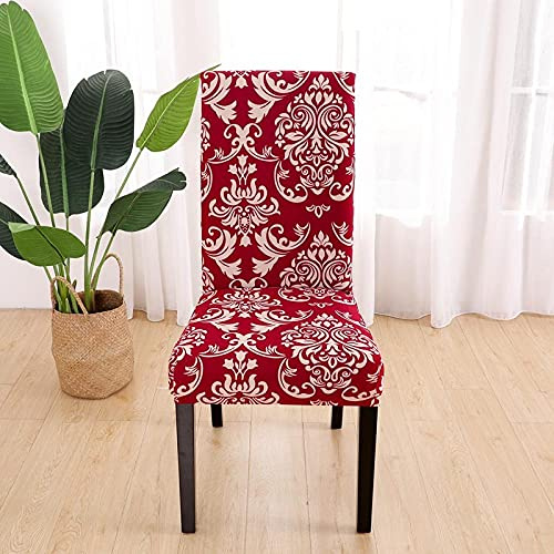 HNDXLHH Stuhlhussen 2er Set Roter Barock Stuhlhusse Universal Stretch Stuhlbezug Moderne Hussen Für Stühle Protector Stuhlüberzug Für Hotel Esszimmer Zeremonie Hochzeit Party