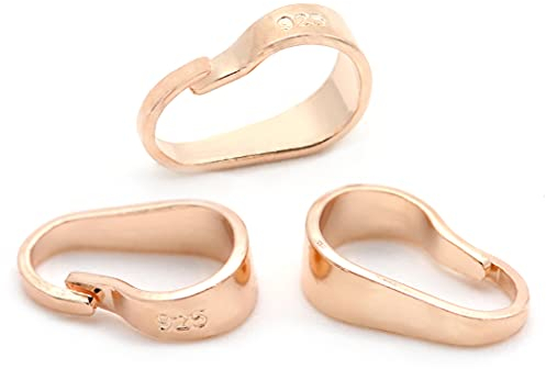 NaturSchatulle Collierschlaufen 925 Silber 18K Rosegold 3 Stück 7x4mm Schmuck Kettenanhänger für Anhänger DIY Anhängerschlaufen Ösen
