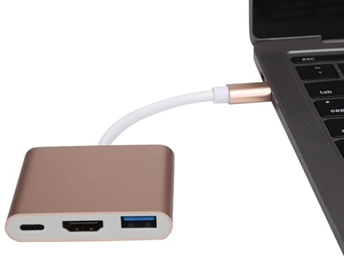 USB-C auf HDMI Adapter, USB 3.1/3.0/2.0 Typ-C auf HDMI 4K 3-in-1 Hub Multiport AV Converter für TV Laptop Computer Projektor Monitor, Aluminiumlegierung USB C Adpater mit Ladeanschluss,Plug and Paly