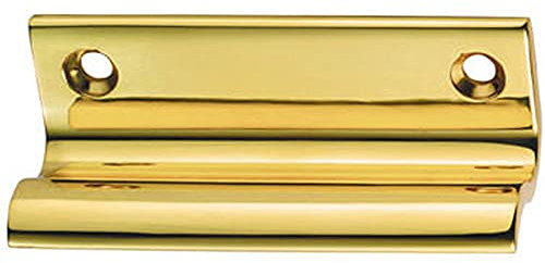 Loops Sash Window Lift Handle - 62 x 20mm - 47mm Fixing Centres - Polished Brass | Sliding Sash Window Fitting - Traditional Style Pull Lift Window Handle - Sash Window Fixture