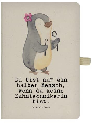 Mr. & Mrs. Panda DIN A5 Baumwoll Notizbuch Zahntechnikerin Herz - Geschenk, Notizblock, Tagebuch, Adressbuch, Notizen, Beruf, Schreibbuch, Abschied,