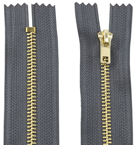 AERZETIX - C61298-2er-Set Nicht trennbare Reißverschlüsse 18 cm aus Metall - Zipper - Farbe dunkelgrau - nähzubehör Lederwaren etuis röcke Kleider Hosen kurzwaren