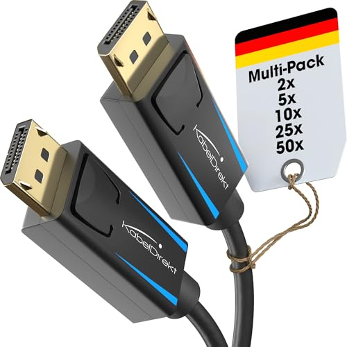 KabelDirekt – Câble DisplayPort 4K & 8K – 5x5m | DisplayPort 1.4, 8K@60Hz, PC, ordinateurs portables, noir