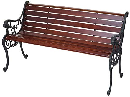 Mendler Gartenbank HWC-F98AM 2-Sitzer Gusseisen Holz 125cm 20kg - braun | Sitzbank, Parkbank, Holzbank