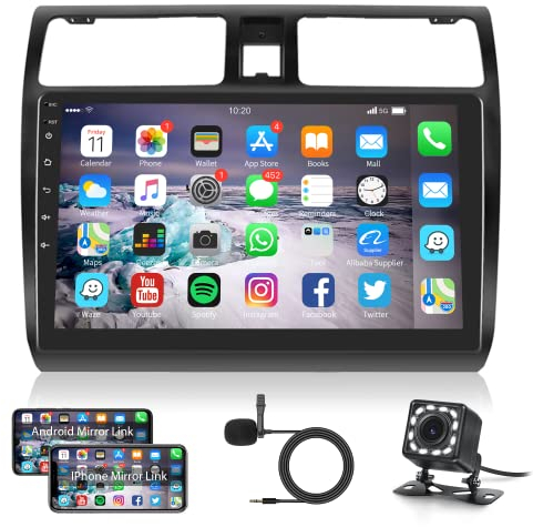 Android Autoradio per Suzuki Swift 2003-2010 con GPS Navi Vivavoce Bluetooth 10.1 Pollici Autoradio 2 Din con Mirror Link Bluetooth WiFi FM/RDS USB/OBD2/DAB+/DVR/SWC/EQ Telecamera Posteriore Microfono