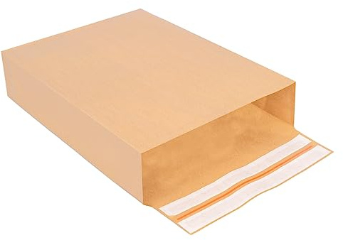 100 bolsas plegables de 450 x 350 x 120 mm con base de bloque, doble cierre adhesivo y hilo rasgado