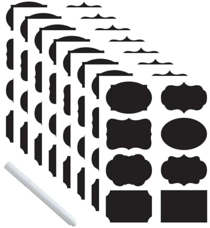 Etichette adesive per barattoli vetro, adesivi impermeabili riutilizzabili per lavagne, facili da staccare senza lasciare residui disordinati con pennarello cancellabile,64 PCS (5 x 3,5 cm)