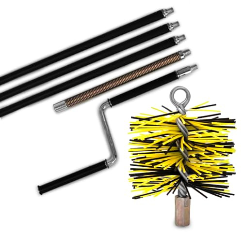 Oskar Schornsteinbürste mit Kurbel - 420cm (4,2m) Länge, 125mm Ø - Professionelle Kamin- und Schornsteinreinigung