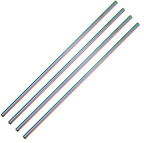 QUARKZMAN Riutilizzabile Metallo Cannucce 4pz Acciaio Inox Dritto Bevanda Cannuccia 10.4 Lungo Adatto per Frullato Bevanda Succo - Arcobaleno
