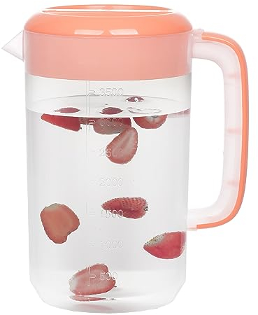 RAMFIYN Jarra transparente con tapa de 1 galón, jarra grande de plástico para té helado para refrigerador, jarra de agua, jarra de té solar, jarra de galón con tapa y boquilla, transparente (rosa)