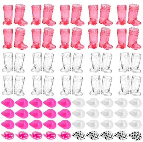 Yaomiao 80 Pcs Cowboys Shot Glass Includes 40 Pcs Cowboy Boot Shot Glass Cups 40 Pcs Western Cowboy Cowgirl Hat Plastic Cowgirl Party Supplies for Cowboy Cowgirl Bachelorette Party Supplies