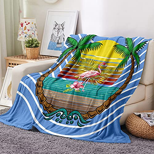 EHOMERY Kuscheldecke Tochter Von Papa Decke Outdoor Personalisierte Kuscheldecke Quilt Decke Patchwork Flamingo Karikatur Klimaanlagen-Decke Blau 150x130cm