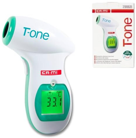 CAMI T-ONE Termometro Febbre Digitale Infrarossi a Distanza - Misuratore Temperatura Laser professionale uso medico-ospedaliero - uso domestico