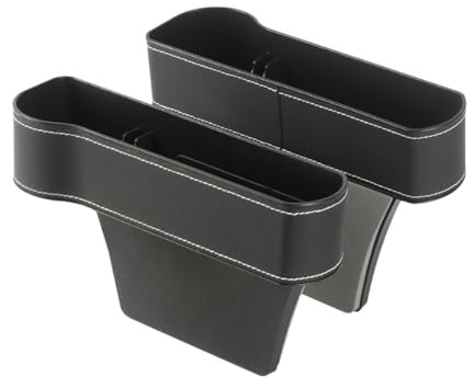 JNNJ Stockage D'écart Siège Voiture, Poche Console Siège Avant En Cuir PU, Boîte Rangement De Siège De Voiture Avec Trou De Chargement USB Pour Portefeuilles, Pour Portefeuilles, Téléphones(Noir)