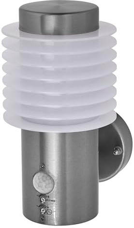 LEDVANCE ENDURA STYLE RONDO WALL SEN Außenleuchte, 9,5W, 700lm, Wandleuchte, Edelstahl, Bewegungsmelder, Tageslichtsensor, IP44 Schutzklasse, 3.000K Farbtemperatur, warmweiße Lichtfarbe