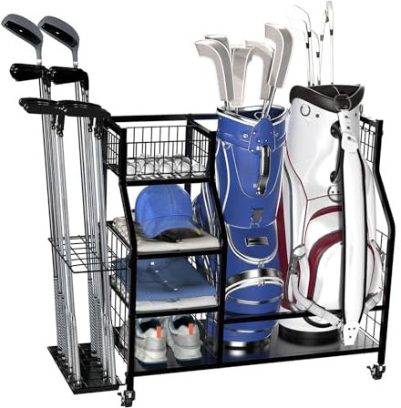 Golfschläger-Organizer, Halterung für Golftaschen, für Garage – Golfaufbewahrungsständer aus Stahl mit großer Kapazität, Sportständer, Garagen-Organizer, Halterung