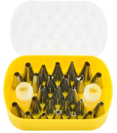 Bafnsiji Set di ugelli per tubazioni da 25 Pezzi, ugelli per glassa in Acciaio Inossidabile, ugelli in Acciaio Inossidabile per la Decorazione di Torte, Cupcakes, Biscotti