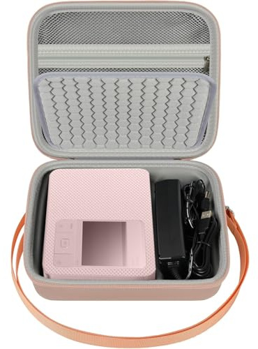 casmilee Fotodrucker Tasche für Canon SELPHY CP1500/CP1300 Fotodrucker | Zubehör-Organizer mit Trennwand für Papier, Farbkassette, Netzteil, Schultergurt, Familien, Partys, Reisen, Nur Tasche, Rosa