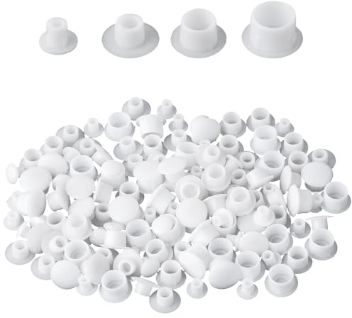 iwiio White Screw Caps, 120Pcs Plastic Hole Plugs, Screw Covers White, Round Screw Hole Covers for Cabinet Cupboard Shelves License Plate Furniture Hardware (2mm/6mm/8mm/10mm)