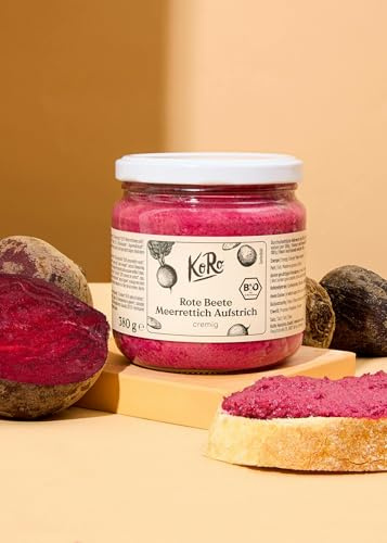 KoRo - Bio Rote Bete Meerrettich Aufstrich 380 g - Auf Sonnenblumenkernbasis - 40 % Gemüseanteil - Vegan