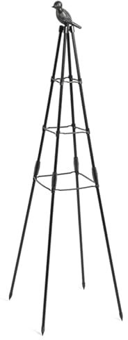 NOIRDA Gartenspalier Für Kletterpflanzen Draußen Drinnen, Wetterfestes Tower Obelisk Rankgitter, Spalier Für Garten, Schwarz(180cm/70.8in)