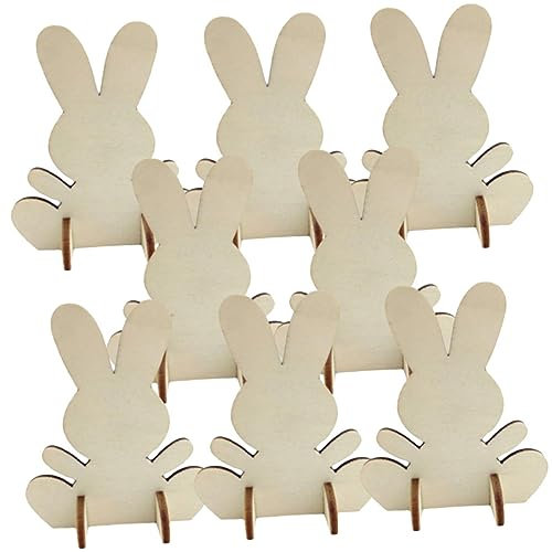 BELLIFFY 8St Weißer Embryo-Kaninchen selber machen Hasenausschnitte selber machen Osterausschnitte Osterdeko basteln ostern osterbasteln unvollendetes Holzscheibendekor holzschnitte ostern