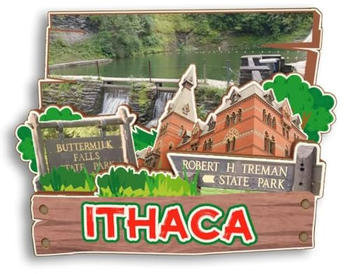Ithaca New York USA Holz-Kühlschrankmagnet, 3D-Kühlschrankmagnet, Stadt, Reise, Souvenir, niedliche Kühlschrank-Aufkleber, Heimdekoration, Küchendekoration