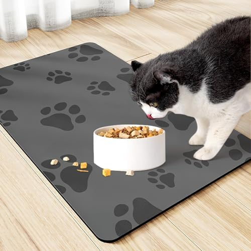 HENGBIRD Tappetino Ciotola Cane, Sottociotola Gatto 30 X 50 Cm Tappetino Ciotole Gatto, Assorbente ad Asciugatura Rapida Tappetino Cane Ciotola, Antiscivolo Tappetino Sottociotola per Cani