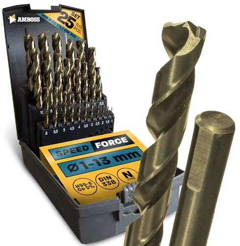 25x Spiralbohrer Speed Force 1-13 mm (Set) - HSS-G DIN 338 für Stahl, Baustahl, Alu, Buntmetalle AMBOSS WERKZEUGE® Bohrer Bleche, Profile - Sechskant f. Bohrmaschine, Akkubohrer, Standbohrmaschine