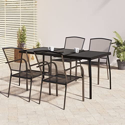 ShGaxin 5-TLG. Garten-Essgruppe Anthrazit Stahl, Esstisch Mit Stühlen Set, Gartenmöbel Sitzgruppe, Balkon Möbel, Gartenlounge Set, Terrassenmöbel, Balkonmöbel Set - 3187972
