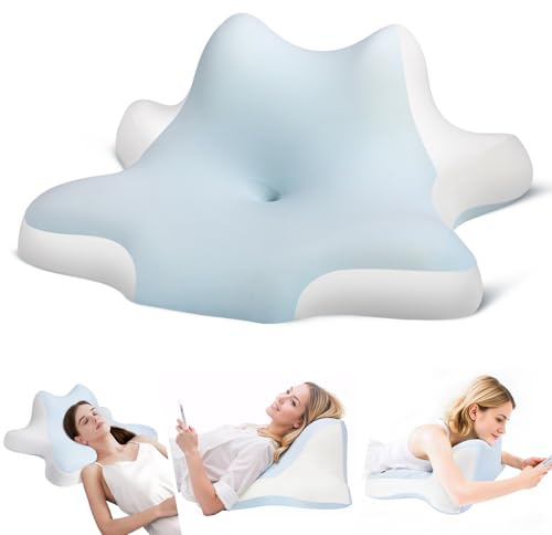 ByNaRIX Almohada cervical para aliviar el dolor de cuello, almohada de espuma viscoelástica de contorno para dormir, almohada ergonómica para dormir de lado, espalda y estómago, almohadas de cama con