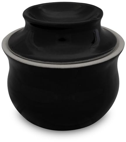 KERAZO Beurrier en céramique avec refroidissement à eau pour 1 morceau de beurre (250 g) – Stockage sans refroidissement toujours beurre tartinable (noir, 250 g)