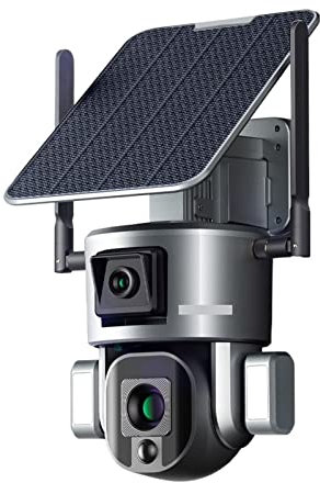 KANBUN Solar Security Camera Outdoor 4K 4G Wireless Solar Camera 8MP WiFi Dual Lens 4X 10X Optical Zoom With Solar Panel Humanoid Tracking PTZ Security Cam(4K WiFi 10XZoom)