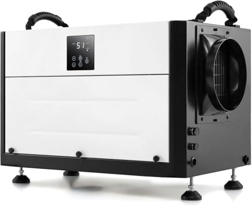 GOPLUS Deshumidificateur d Air Industriel 73,5L/Jour, Débit d'air 403m³/h, Panneau de Contrôle, Déshumidificateur Electrique 20%-90% Humidité, 2 Méthodes Drainage, Minuterie, pour 100㎡ (Blanc)