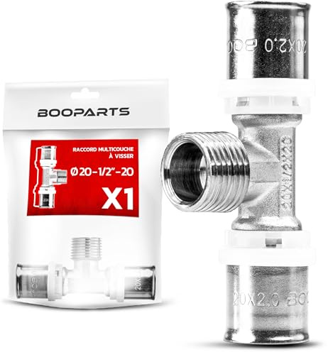 BOOPARTS – Raccord Multicouche à Sertir Ø20–1/2M (15-21) – Contour TH – Raccord Laiton à Sertir pour Tuyaux Multicouches – Étanchéité Fiable et Installation Rapide