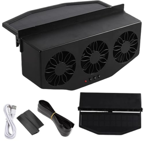 Ventilateur d'échappement solaire de voiture, ventilateur de fenêtre automatique – 1200 mAh – Ventilateur de ventilation de véhicule avec chargement USB pour camping-car, camion, berline, purificateur