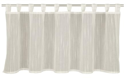 Sehlbach Cortina de bistró Estructura Liso, Blanco, 140 x 48 cm Cortina de Estilo bistró, Tejido Transparente, Aspecto Elegante, Decoración Sencilla, Certificado Oeko-Tex