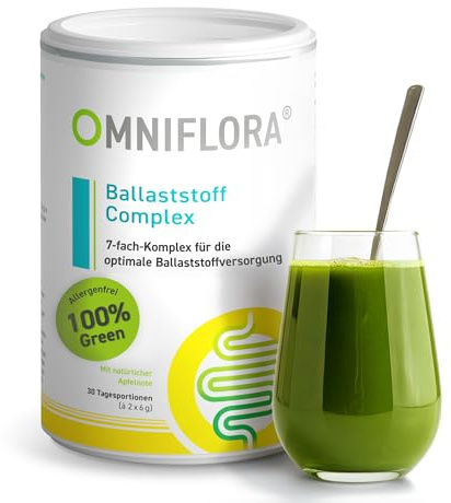 Omniflora Ballaststoff Complex – 7 Ballaststoffe, 12 g pro Tag – 360 g | 7-fach-Ballaststoffkomplex · 12 g pro Tagesportion · Niacin trägt zur normalen Funktion der Schleimhäute bei · Vegan