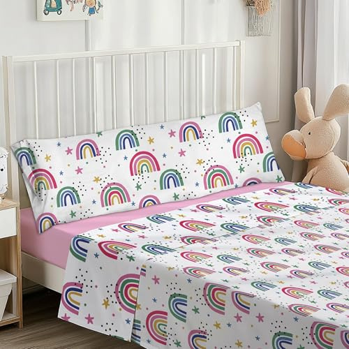 Dalina Textil Juego de Sábanas Infantil para Cama 3 Piezas - 1 Sábanas Bajera Ajustable Cama 90cm con Encimera 165x260cm y 1 Funda de Almohada Larga (Cama de 90x190cm)