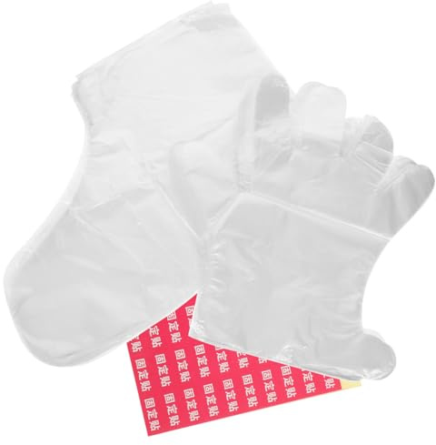 Gogogmee Hand und Fußmasken 200 Stück Pe Einweg Handschuhe und Fußmasken für Feuchtigkeit und Pflege mit Fixierpflastern für Zuhause und Hotelgebrauch Zufälliger Stil