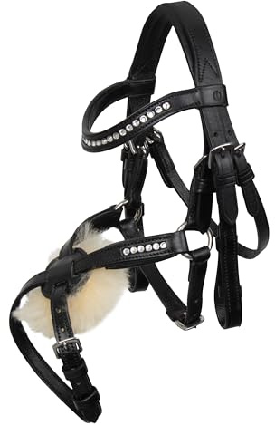 Imperial Riding Hobby Horse Trense Free Spirit, Steckenpferd Mexikanischer Trensenzaum ohne Zubehör, mit Kunstfell-Polsterung & Strass, Schwarz